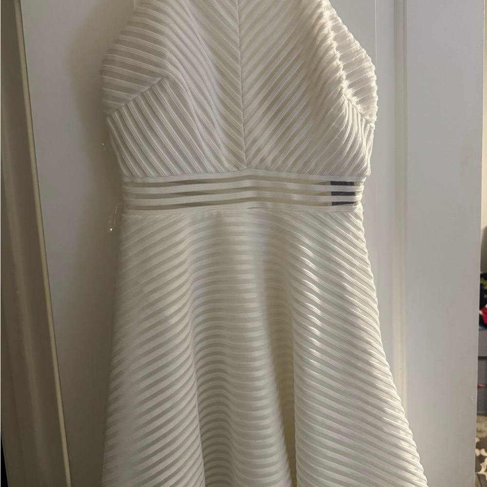 Elegant White Striped Dress
